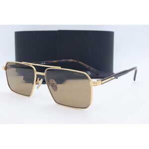 Prada SPR A57 5AK-90F Aviator Gold Sunglasses Brown Lenses 58mm